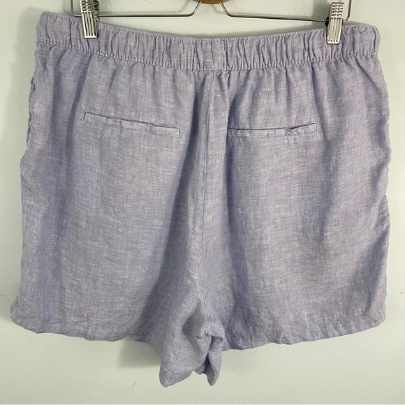 Tahari Plus Size 1X Blue 100% Linen  High Rise Pull-On Shorts Pockets - Picture 7 of 10